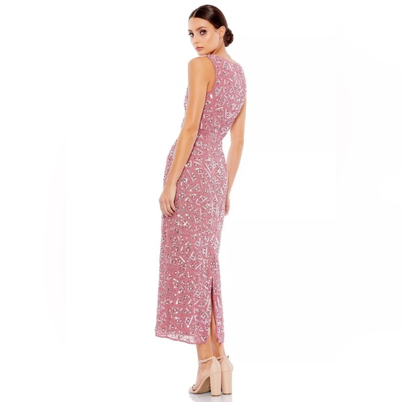 Mac Duggal Geometric Pattern Sequin MIDI Dress Size 8 - Picture 1 of 6